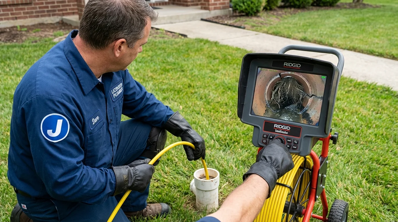 Sewer camera inspection being performed by Johns Plumbing LLC in Monroeville