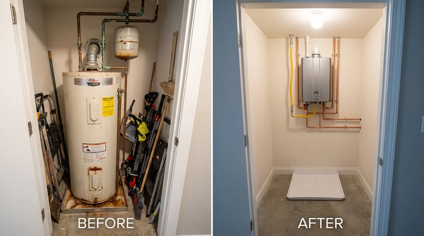 Tank water heater versus wall-mounted tankless unit comparison for Monroeville, PA homeowners